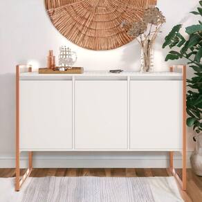Buffet Sala De Estar 3 Portas Berlim - Branco Cobre Branco Cobre