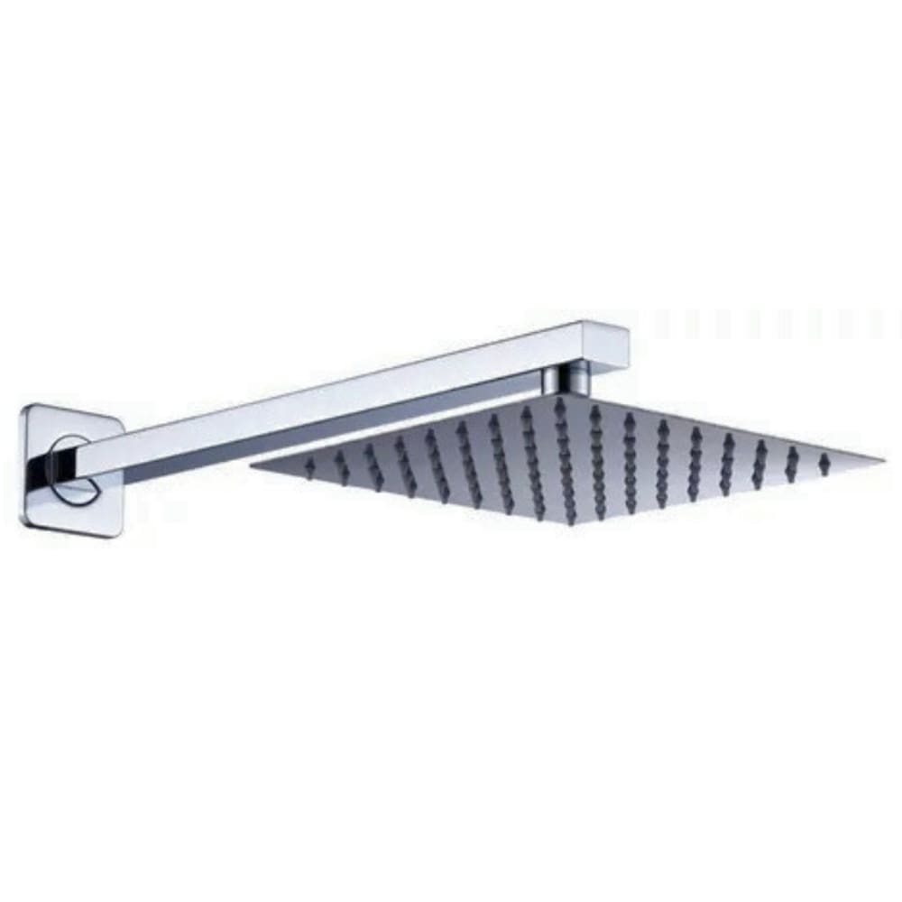 Ducha Quadrada Slim 20x20cm com Braço 40cm Inox Prata Domum