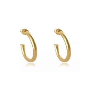 Brinco Argola Grossa Pequena Folheado Em Ouro 18k
