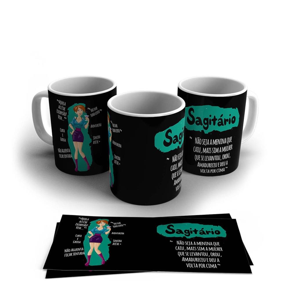Caneca Personalizada Cerâmica Signo Sagitário 325ml