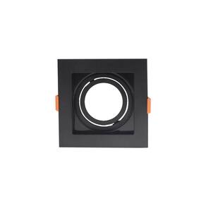 Spot De Embutir Recuado Astraled Berenices Para Lâmpada Mr16 Quadrado Preto Sp-7613