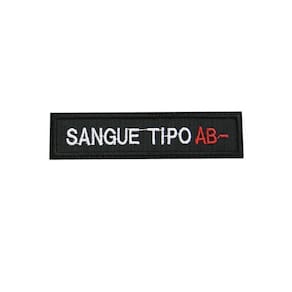 Patch Bordado Tipo Sanguíneo Ab- Com Fecho De Contato
