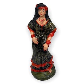 Escultura Cigana Preta E Vermelha 15 Cm Em Resina