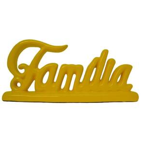 Palavra Família Em Cerâmica Decoração - Amarela