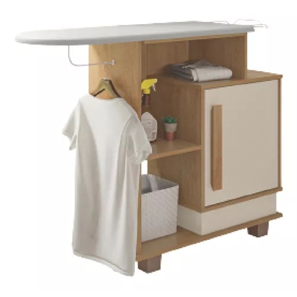 Tábua De Passar Roupa Com Gabinete Havaí Rv Móveis Cinamomo / Off White