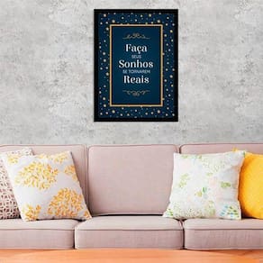 Quadro Faça Seus Sonhos Se Tornarem Reais 24X18 Vidro Preta