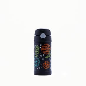 Garrafa Térmica Infantil Funtainer Astronauta Preta Thermos - 355ml