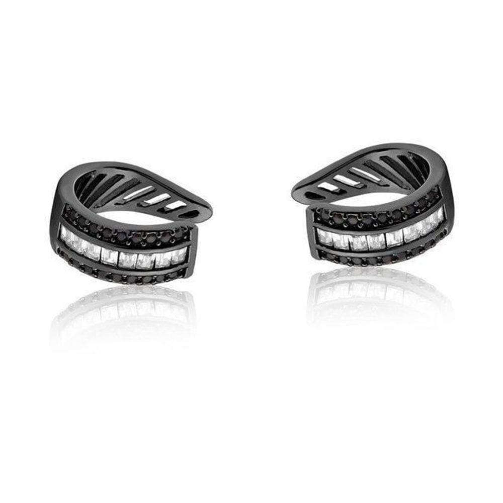 Piercing De Orelha Com Zircônias Folheado A Ródio Negro
