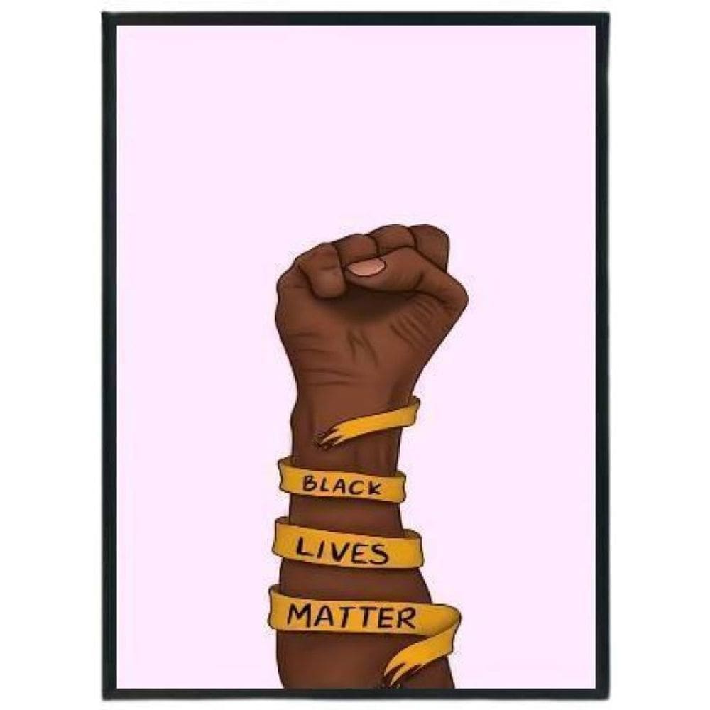 Quadro Decorativo Black Lives Matter Moldura Preta 24X18Cm