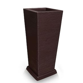 Vaso D Planta + Prato Decorativo Alto Polietileno 90X40 Café