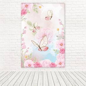 Painel Retangular 3D Sublimado Borboletas 1,5X2,2 Frt-4983