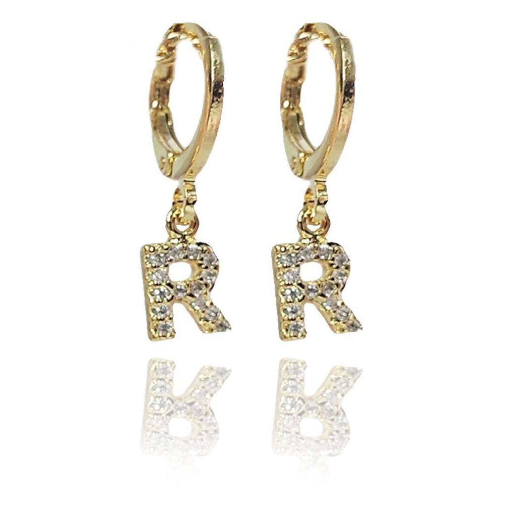 Brinco Argolinha De Letras Com Zircônias
