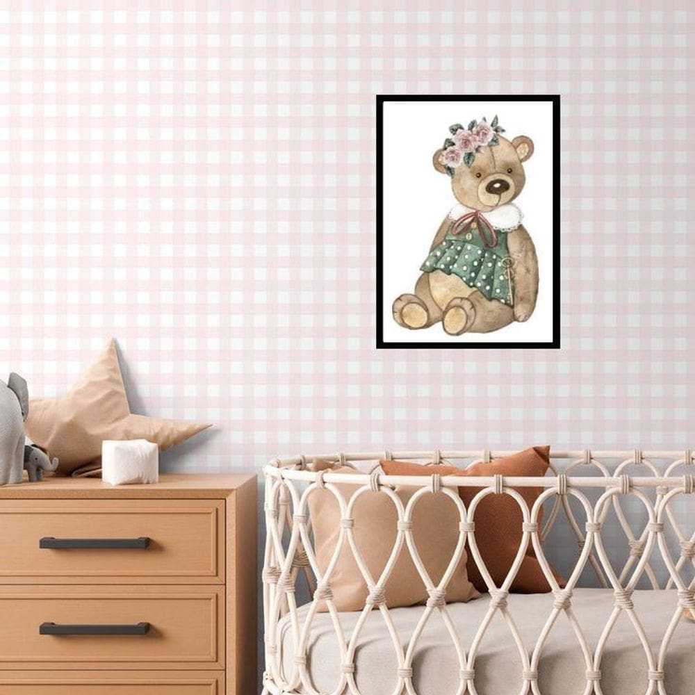 Quadro Quarto Bebê Ursinha Vintage 24X18Cm