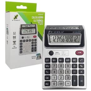 Calculadora Eletrônica X-Cell, 12 Dígitos, Visor Duplo,