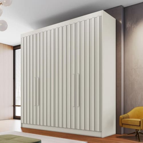 imagem-Guarda Roupa Casal 4 Portas 3 Gavetas Potente Móveis Europa - Branco
