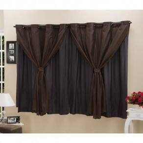 Cortina Blackout Pvc Com Tecido Voil 2,00 M X 1,40 M Tabaco