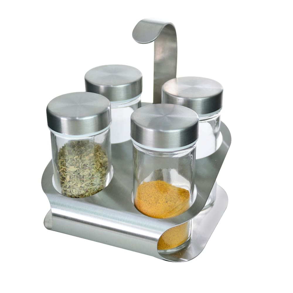 Porta Condimento De Metal Com Suporte Com 5 Peças