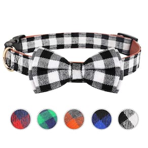Coleira de gravata borboleta Vaburs Light Plaid para cães e gatos preta