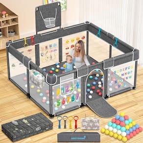 Cercadinho para bebês ADOTOCAM com tapete de brincar 180x130cm interno/externo