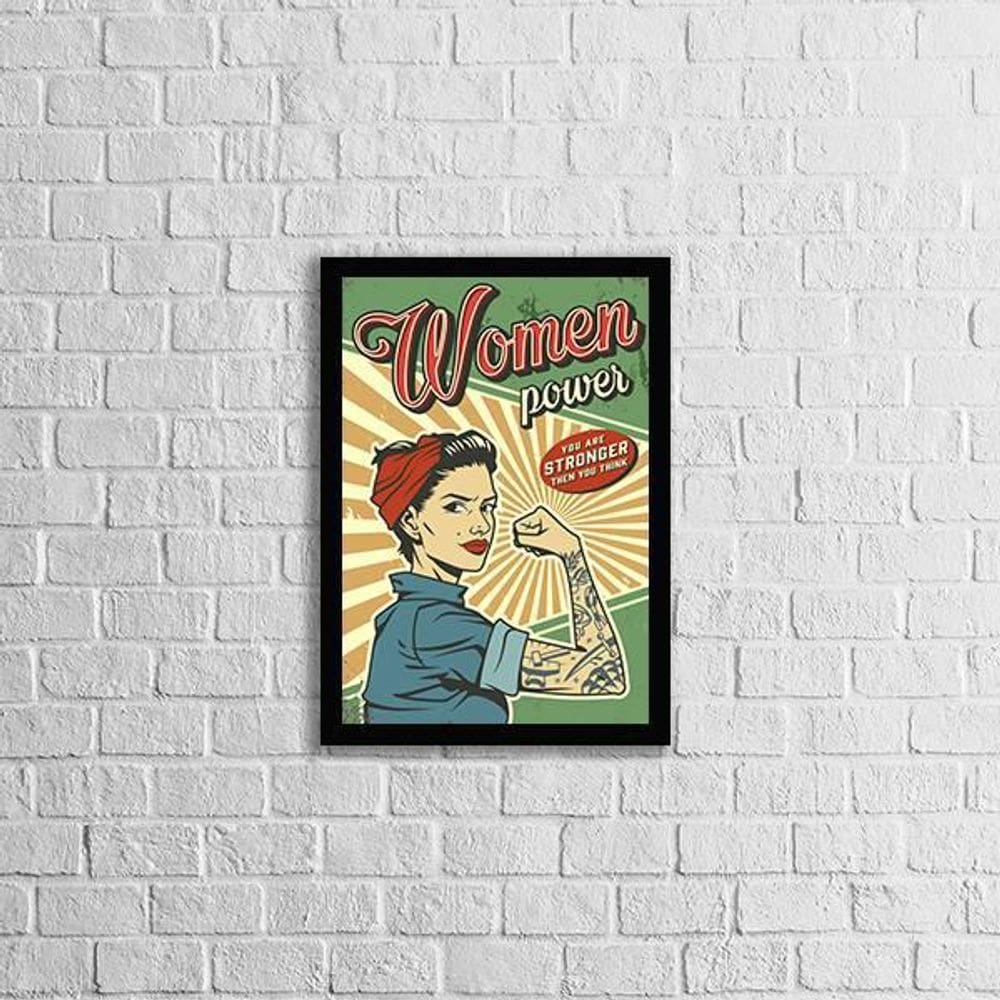 Quadro Retrô Woman Power 24X18Cm