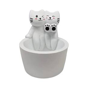Castiçal Cartoon Kitten Design Cat Warming Paws Resin