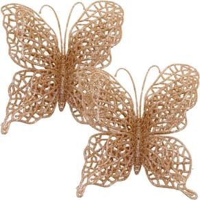 Kit 4 Pendente árvore Natal Borboleta Gold Natalino De 15cm