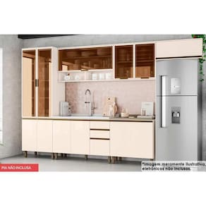 Cozinha Modulada Henn Connect 7 Peças (3Aéreos+2Balcões+1Paneleiro+1Complemento) C5P77 Off White-Henn