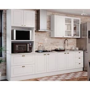 Kit Cozinha Modulada 5 Peças Americana (1Aéreo+2Balcões+1Paneleiro+1Complemento) s/Pia CZ127 Branco - Henn