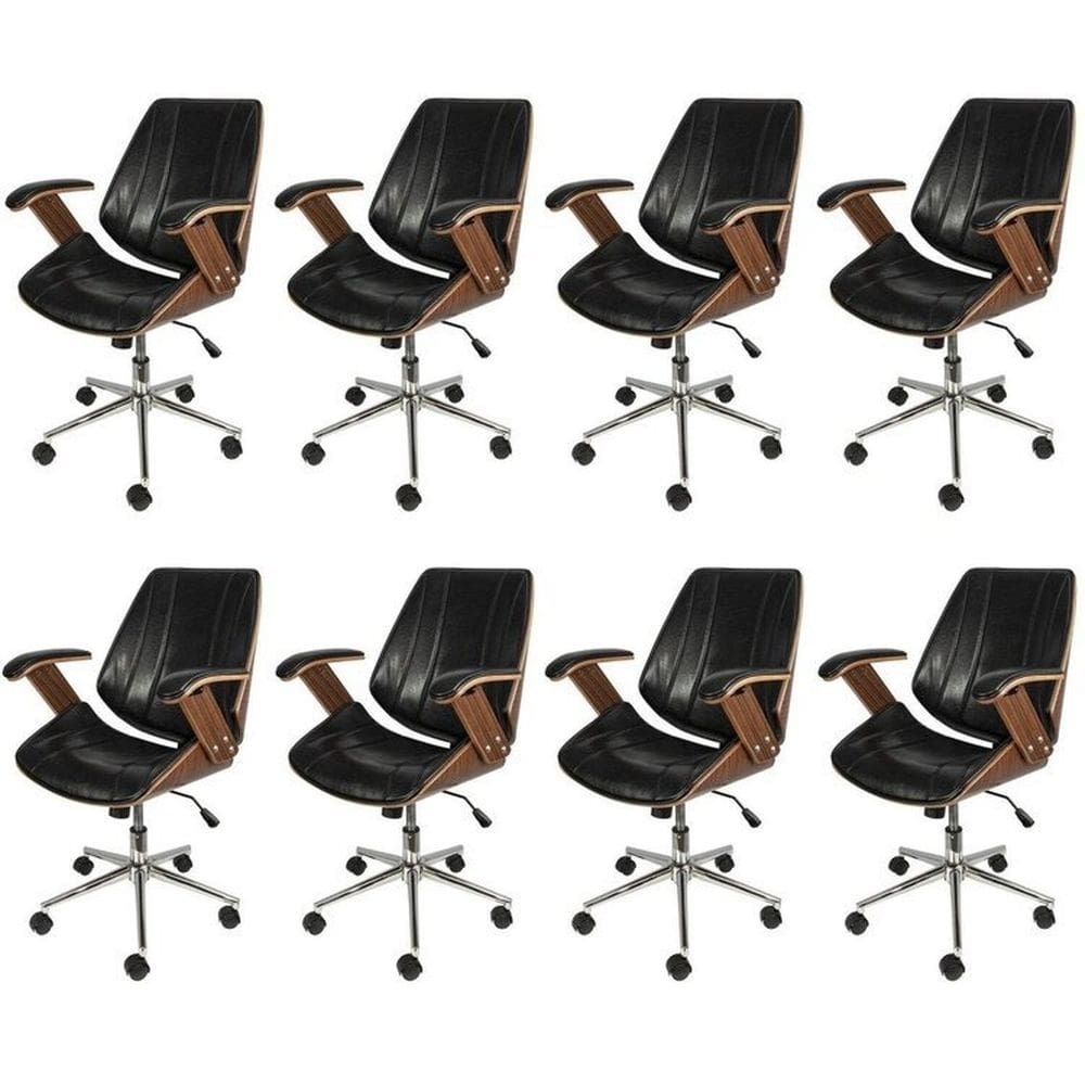 Kit 8 Cadeiras para Escritório Diretor Bergen Baixa 3331 Preto