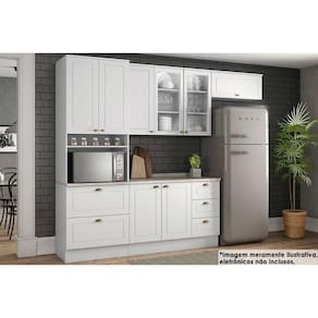 Kit de Cozinha Completa 5 Peças Americana (2Aéreos+1Paneleiro+1Balcão+1Complemento) C5P32 Branco - Henn