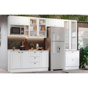 Kit Cozinha Modulada 9 Peças Americana (4Aéreos+1Paneleiro+2Balcões+2Complementos) C5P27 Branco-Henn