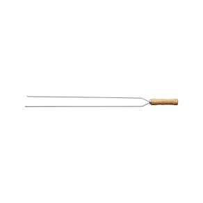 Kit Com 3 Espetos Duplos Em Aço Inox E Cabo De Madeira 75Cm