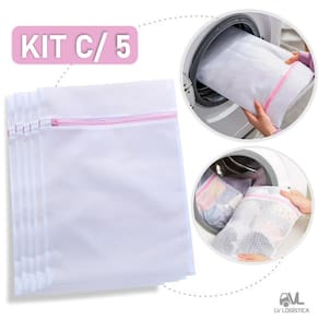 Kit 5 Saquinho De Lavar Roupa Intima Delicada Maquina 30X40