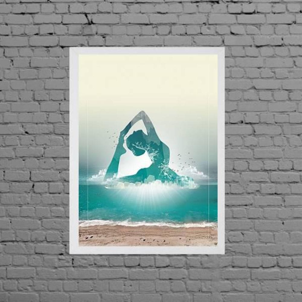 Quadro Decorativo Yoga Zen 33X24Cm Moldura Branca