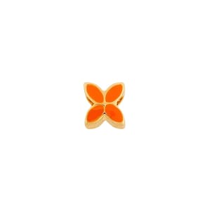 Berloque Separdor Resinado Flor Laranja Banhado a Ouro