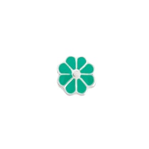 Berloque Resinado Flor Verde Agua Banhado A Prata