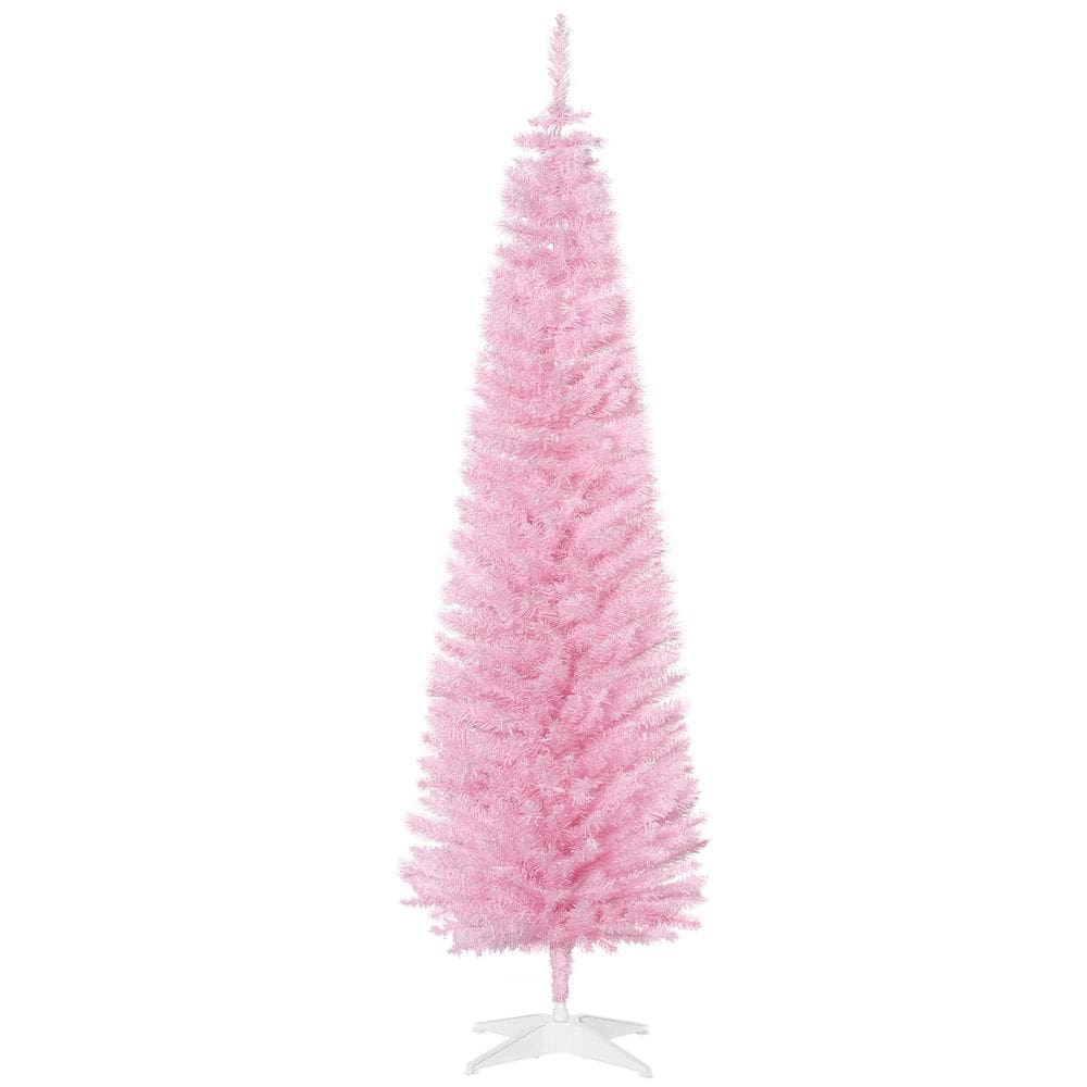 Árvore de Natal HOMCOM Lápis artificial de 6 pés/180 cm rosa com 390 pontas