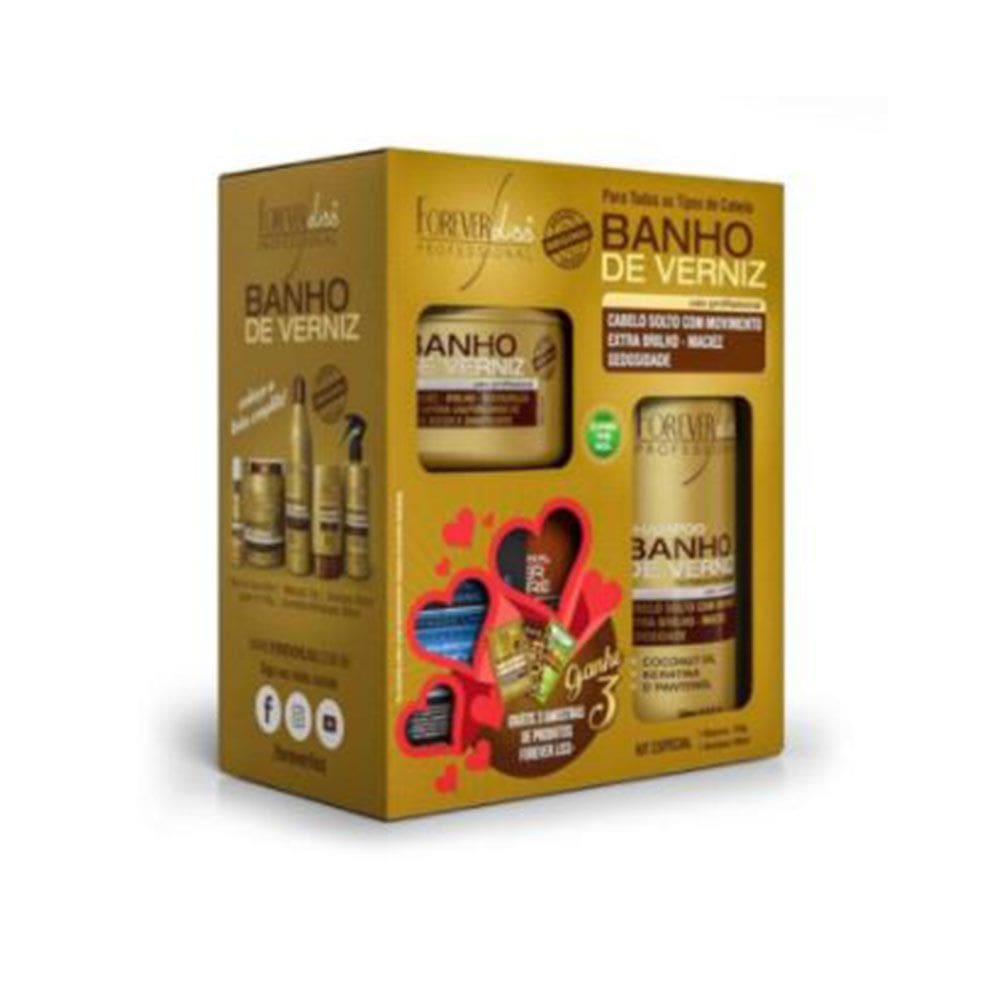 Kit Especial Banho de Verniz Shampoo e Máscara Forever Liss