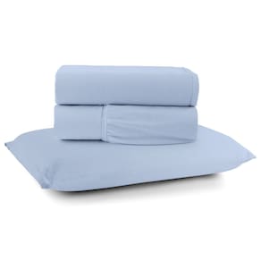 Jogo Cama Lençol Sonnet Solteiro Malha Lisa 100% Algodão Macio 3 Peças - Azul Turquesa