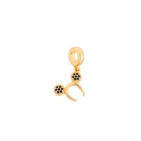 Berloque Tiara Mickey Zircônias Pretas Banhado a Ouro