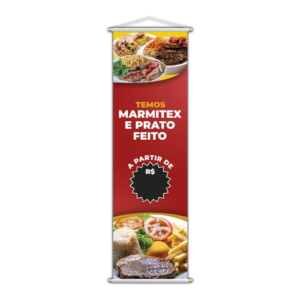 Banner Temos Marmitex E Prato Feito Restaurante 100X30Cm