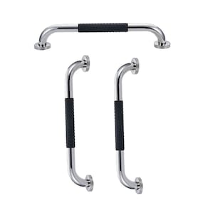 Barra de Apoio 30cm Inox Suporte Antiderrapante Kit 3 unidades Idoso Criança Gestante Cadeirante Banheiro Box Segurança