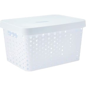 Cesto Caixa Organizadora Rattan Com Tampa 17L Branco Usual