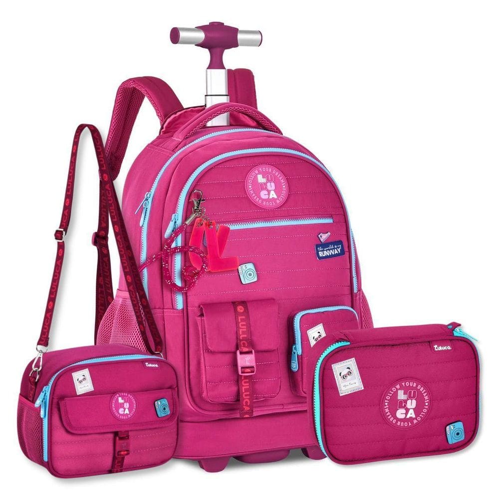 Kit Mochila Rodinhas C Lancheira E Estojo Box Luluca Escolar