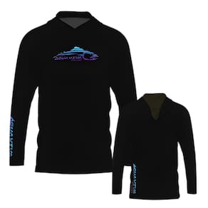 Camiseta Esportiva Com Capuz Spectral Line Água Viva Fishing Pesca FPS50+ Preta