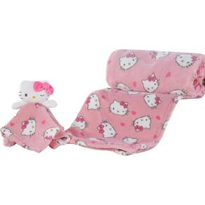 Manta com Naninha Coral Fleece Turma da Hello Kitty 75x100cm