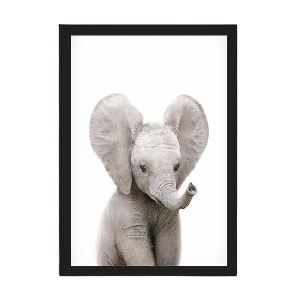 Quadro Decorativo Elefantinho 45x34cm - Madeira Preta