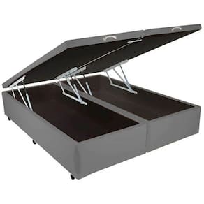 Base Box Bipartida Baú Casal em Suede 43x188x138 Universal Cor Cinza