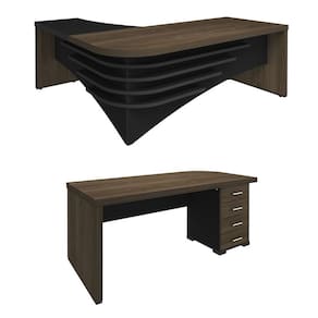 Conjunto Escritório Mesas Charuto/preto: 6098 Ld + Mesa 6106