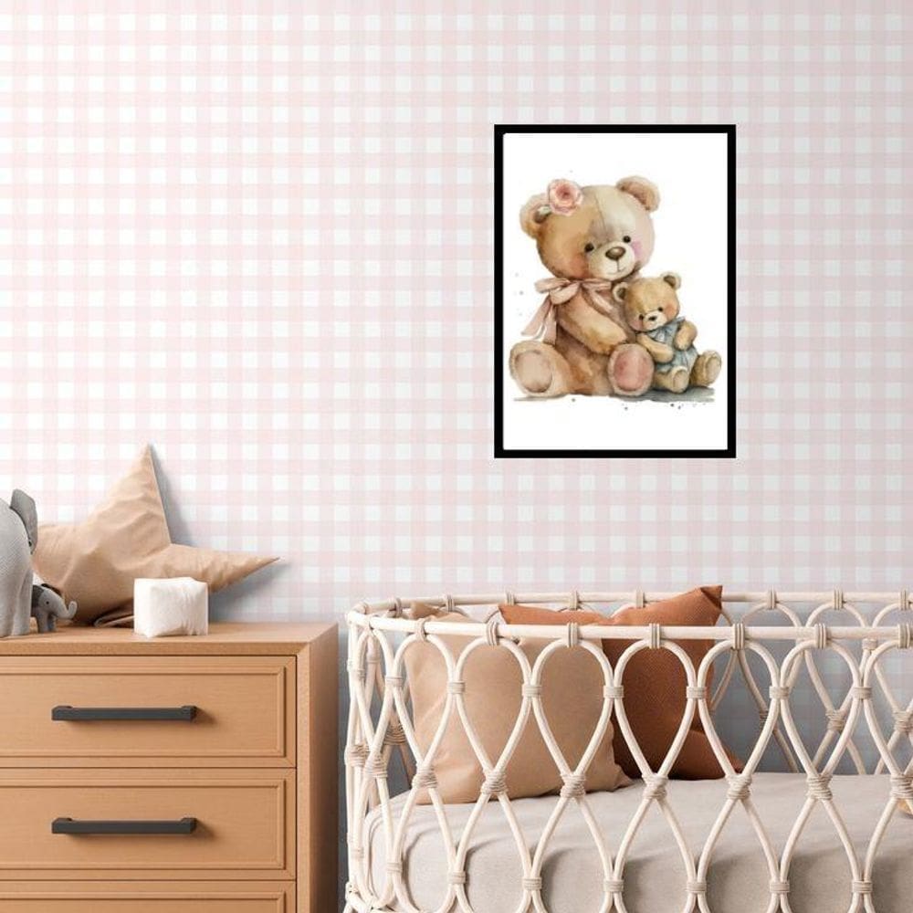 Quadro Para Quarto De Bebê Ursinha 45X34Cm - Com Vidro
